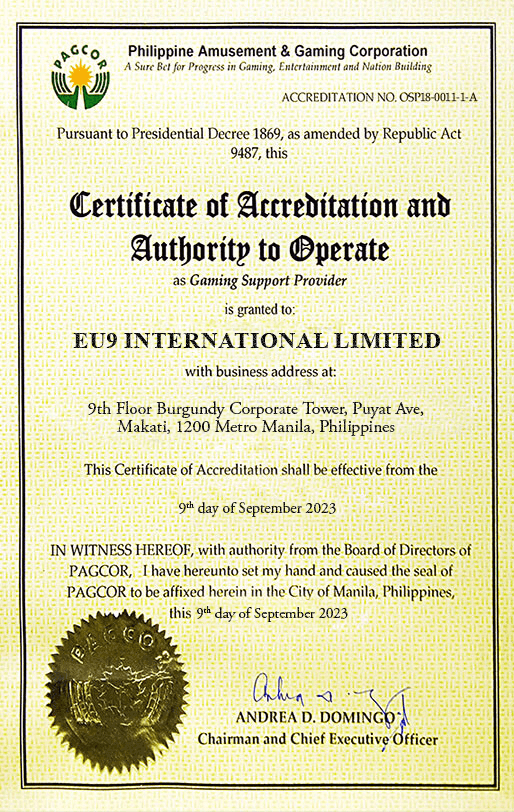 EU9 PAGCOR License